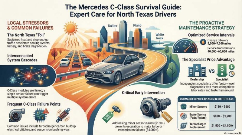 Deskundige Mercedes C-Klasse reparatiediensten in Dallas, Plano en White Rock 