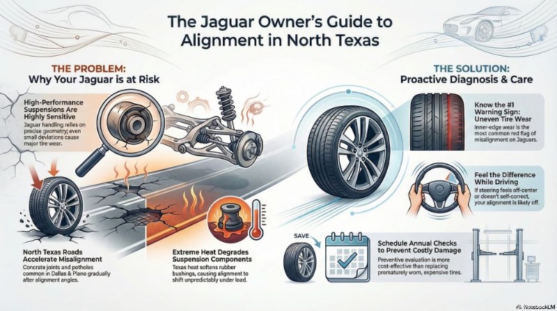 Deskundige Jaguar uitlijnings- en bandenservices in Plano, Dallas en White Rock 